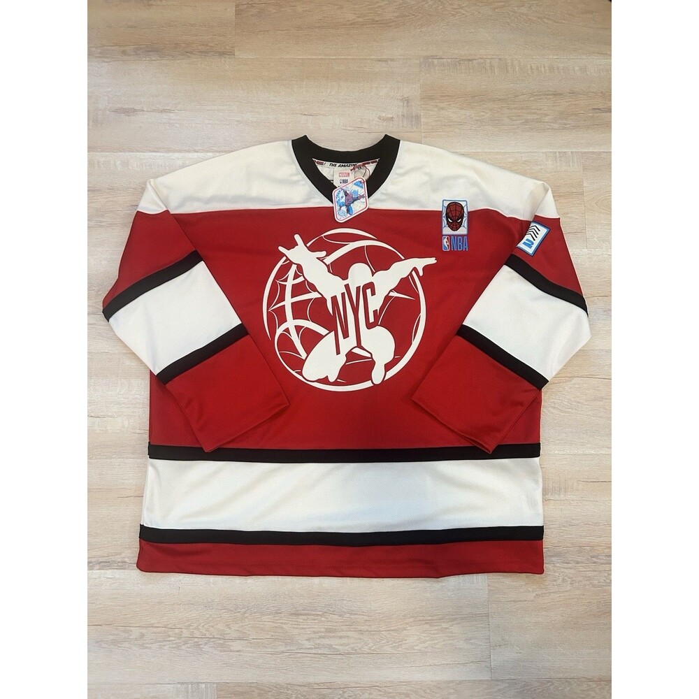 Spider-man NYC NWT Marvel  NBA SpiderMan Hockey Jersey Macy's Exclusive Mens XL
